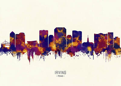Northern Lights Royalty Free Images - Irving Texas Skyline Royalty-Free Image by NextWay Art
