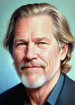 Celebrities Painting Royalty Free Images - Jeff Bridges, Actor Royalty-Free Image by Sarah Kirk