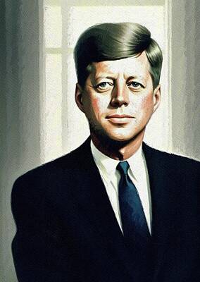 Celebrities Painting Royalty Free Images - John F. Kennedy, President Royalty-Free Image by Sarah Kirk