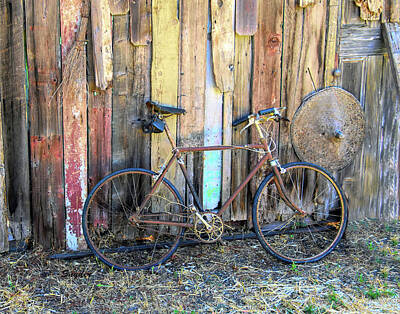 Auto Illustrations - Junk Yard Bicycle in Old Edna by Floyd Snyder