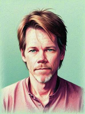 Celebrities Painting Royalty Free Images - Kevin Bacon, Actor Royalty-Free Image by Sarah Kirk