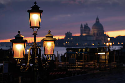 Art History Meets Fashion - Lanterns in front of sunset behind Santa Maria della Salute in Venice by Stefan Rotter