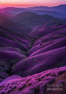 Mountain Rights Managed Images - Lavender Dusk Cliffs Royalty-Free Image by Lauren Blessinger