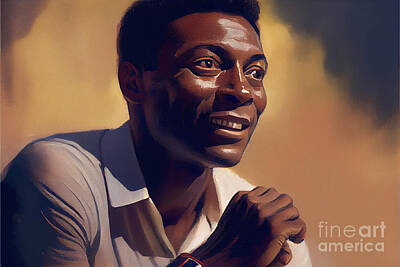 Athletes Royalty Free Images - Legendary  Soccer  Player  Pele    in  a  Jack  Kirby  by Asar Studios Royalty-Free Image by Celestial Images