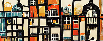 Best Sellers - London Skyline Paintings - London  Skyline  in  the  style  of  Charles  Wysocki    f645bef73a  3b7e  645d043f  ba0e  6455632e0 by Celestial Images