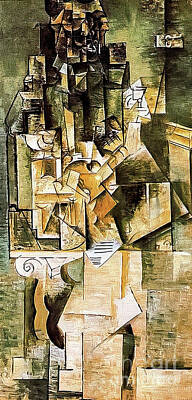 Surrealism Paintings - Man With a Guitar by Pablo Picasso 1911 by Pablo Picasso