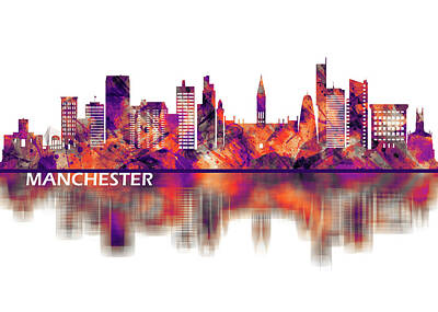 Skylines Rights Managed Images - Manchester England Skyline Royalty-Free Image by NextWay Art