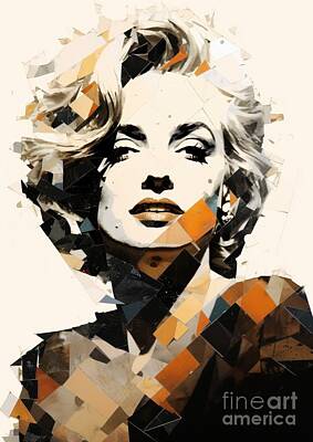 Actors Mixed Media - Marilyn Icon in Fragments by Lauren Blessinger