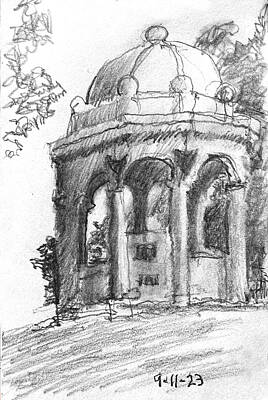 Impressionism Drawings - Maryland Memorial by David Zimmerman