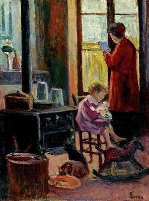 Civil War Art - Maximilian Luce 1858  1941 MOTHER AND CHILD IN THE KITCHEN by Artistic Rifki