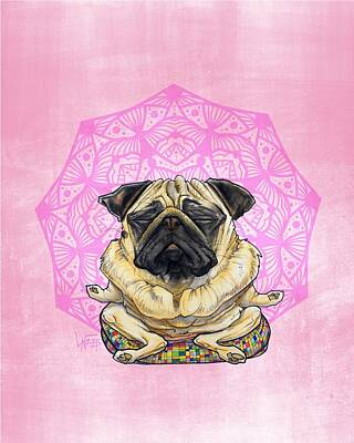 Royalty-Free and Rights-Managed Images - Meditating Pug by Canine Caricatures By John LaFree