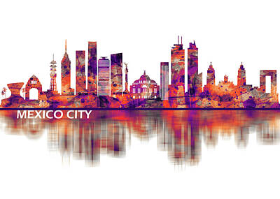 Abstract Skyline Mixed Media - Mexico City Mexico Skyline by NextWay Art