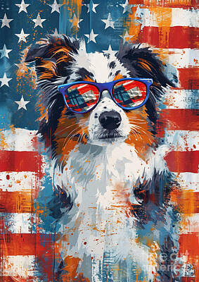 Landmarks Drawings Royalty Free Images - Miniature American Shepherd puppy Royalty-Free Image by Clint McLaughlin