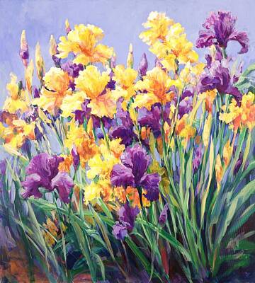 Royalty-Free and Rights-Managed Images - Monets Iris Garden  by Laurie Snow Hein