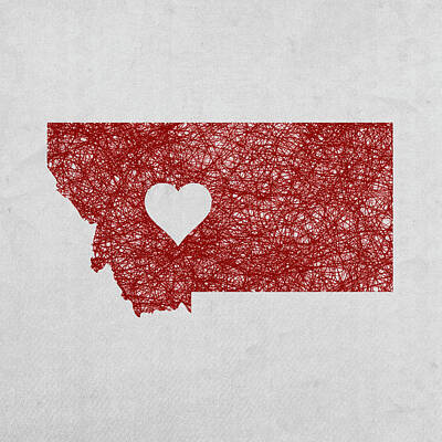 Sean Test Royalty Free Images - Montana Scribble Grunge State Outline Minimalist Map Red Royalty-Free Image by Design Turnpike