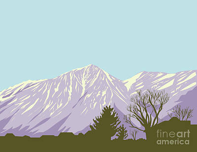 Thomas Kinkade - Monument Peak and East Peak in South Lake Tahoe California WPA Poster Art by Aloysius Patrimonio