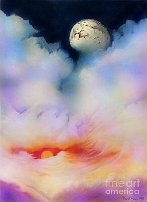 Surrealism Drawings - Moonrise by David Neace