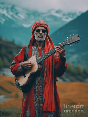 Musicians Rights Managed Images - Musician  from  Kalash  Tribe  Pakistan    Surreal  by Asar Studios Royalty-Free Image by Celestial Images