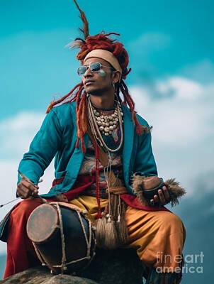 Musician Rights Managed Images - Musician  from  Loba  Tribe  Nepal    Surreal  Cinemat  by Asar Studios Royalty-Free Image by Celestial Images