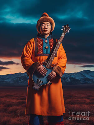 Musician Paintings - Musician  from  Tsaatan  Tribe  Mongolia    Surreal  by Asar Studios by Celestial Images