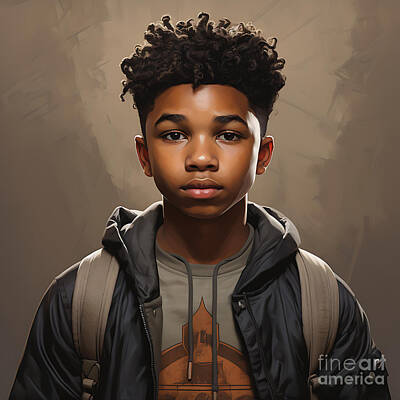 Surrealism Royalty-Free and Rights-Managed Images - neutral face black teenager   stylize 250  by Asar Studios by Celestial Images