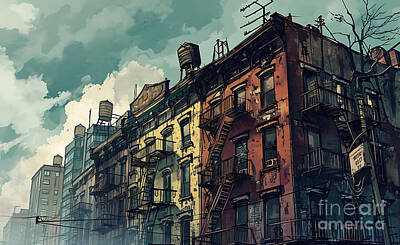 Comics Paintings - new york Hyperdetailed Sketch art In the style  by Asar Studios by Celestial Images