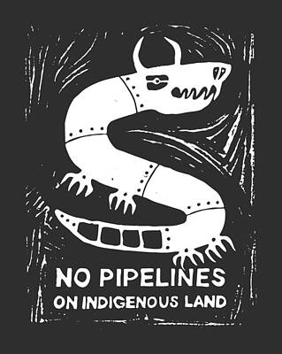 Birds Digital Art - No Pipelines on Indigenous Land by Kevin Duck