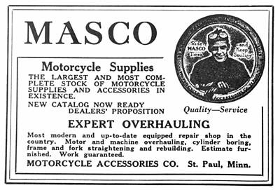 Auto Illustrations - Masco motorcycle supplies add early 1900s by David Lee Thompson