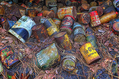Florentius The Gardener - Old Oil Cans by Mark Chandler