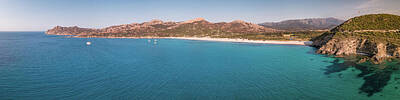 Vintage Ferrari - Panoramic view of Ostriconi beach in Corsica by Jon Ingall