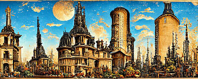 Paris Skyline Royalty-Free and Rights-Managed Images - Paris  Skyline  in  the  style  of  Charles  Wysocki  q  6450436043df645563e  3db6  64564535  043a64 by Celestial Images