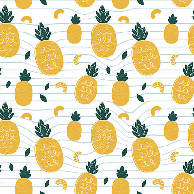 Abstract Drawings - Pineapples seamless pattern by Julien