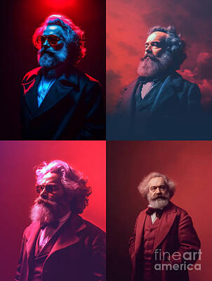 Surrealism Royalty Free Images - Portrait  of  Karl  MArx    Surreal  Cinematic  Minima  by Asar Studios Royalty-Free Image by Celestial Images