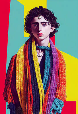 Royalty-Free and Rights-Managed Images - Portrait  of  Timothee  Chalamet  in  brightly  color  e645d70c7e  64556364556306  6456ac  0433e0  9 by Celestial Images