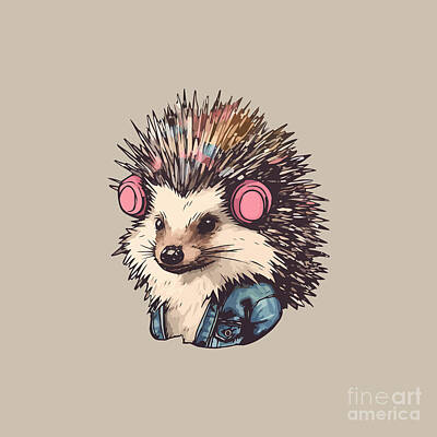 Rock And Roll Digital Art - Punk Hedgehog by Amir Faysal