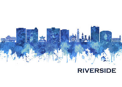 Up Up And Away - Riverside California Skyline Blue by NextWay Art