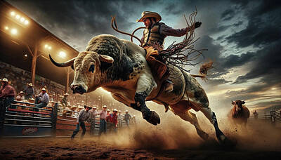 Fantasy Digital Art Rights Managed Images - Rodeo It Aint No Bull Royalty-Free Image by Rachel Knight