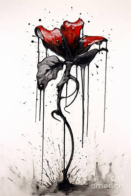 Modern Feathers Art - Rosalma - Roses Graffito by Sabantha