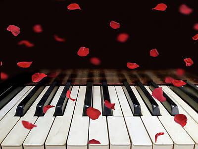 Arf Works - Rose Petals On Piano by Maria Dryfhout