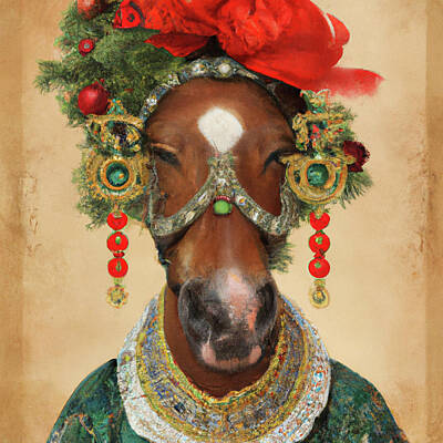 Mountain Royalty Free Images - Royal, Ugly Christmas, Pet Portrait, Royal Dog Painting, Animal, King Portrait, Classic Pet Portrait Royalty-Free Image by Ricki Mountain