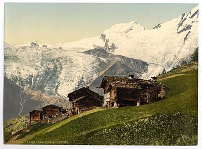 Football Paintings - Saas Fee Alpine View Valais Alps Of Switzerland by MotionAge Designs
