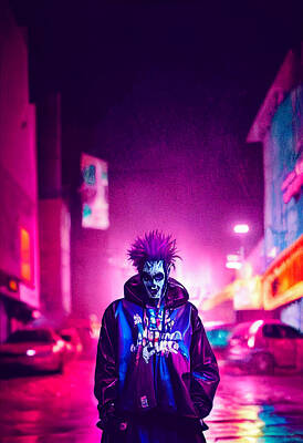 Rock Royalty - scary  evil  intimidating  clown  colorful  hair  horror  co  by Asar Studios by Celestial Images