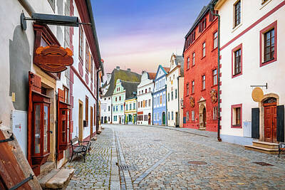City Scenes Photos - Scenic colorful street of old town of Cesky Krumlov by Brch Photography