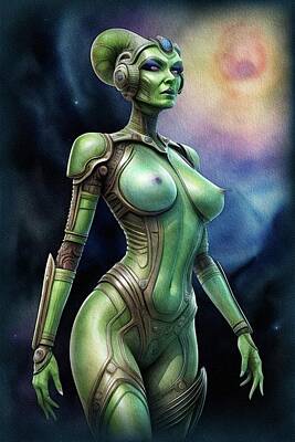 Science Fiction Paintings - Sci-Fi Pinup by Esoterica Art Agency