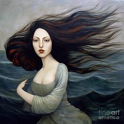 Surrealism Paintings - Sea Goddess by Mindy Sommers