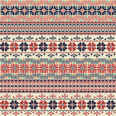 Abstract Drawings Royalty Free Images - Seamless pattern with traditional palestinian embroidery motif Royalty-Free Image by Julien