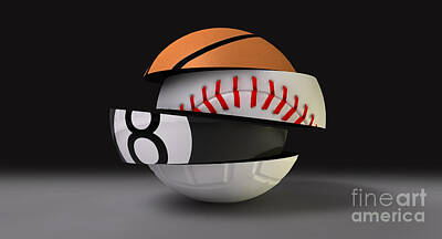 Baseball Digital Art - Segmented Fragmented Round Sports Ball by Allan Swart
