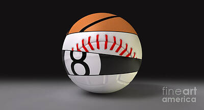 Baseball Digital Art - Segmented Round Sports Ball by Allan Swart