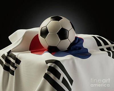 Football Royalty Free Images - Soccer Ball And South Korea Flag Royalty-Free Image by Allan Swart