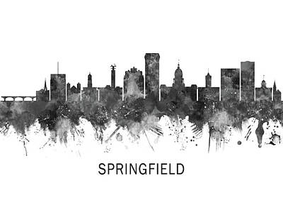 Abstract Landscape Rights Managed Images - Springfield Illinois Skyline BW Royalty-Free Image by NextWay Art
